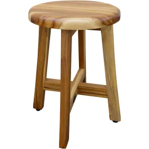 13" Round Compact Teak Chair In Natural Finish By Homeroots