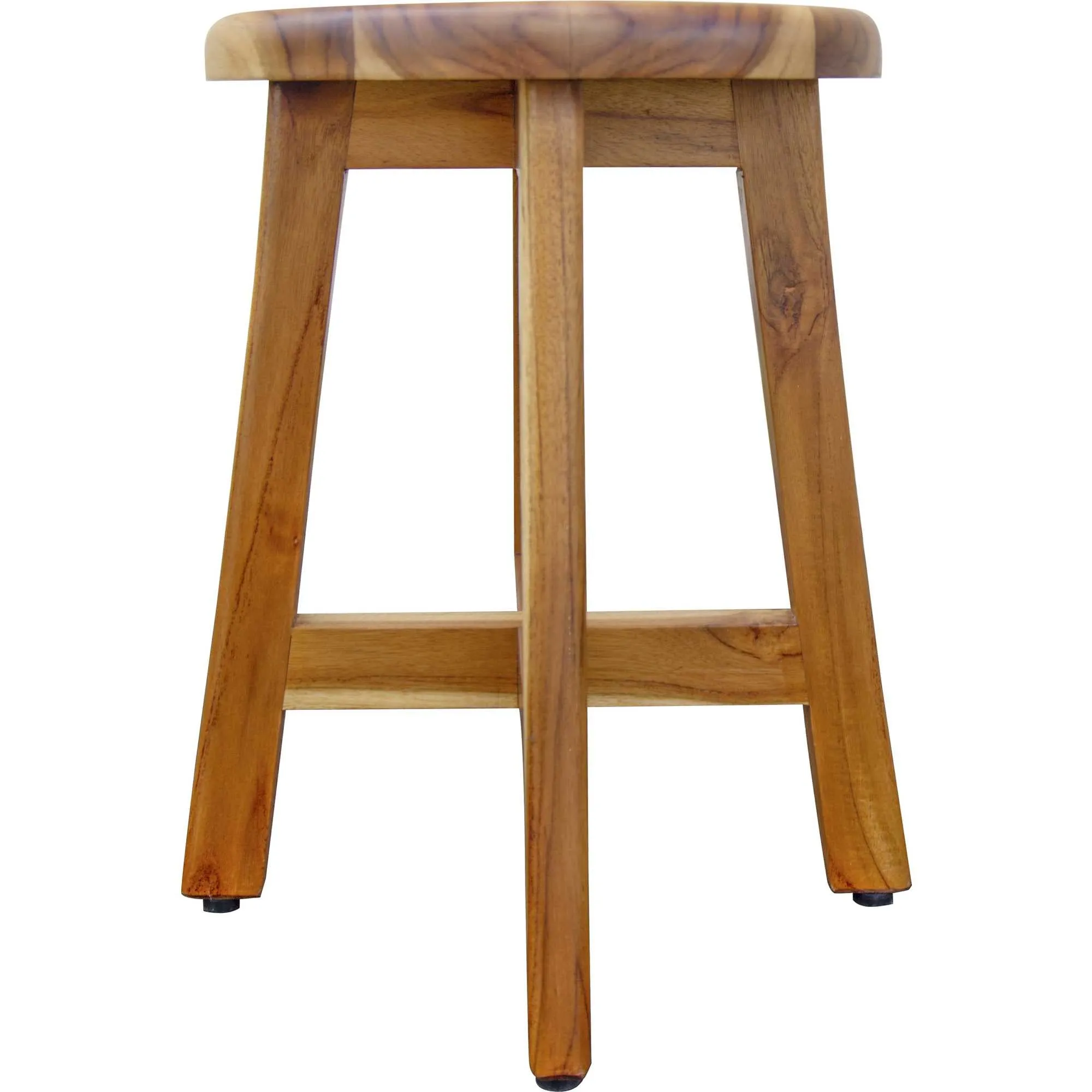 13" Round Compact Teak Chair In Natural Finish By Homeroots