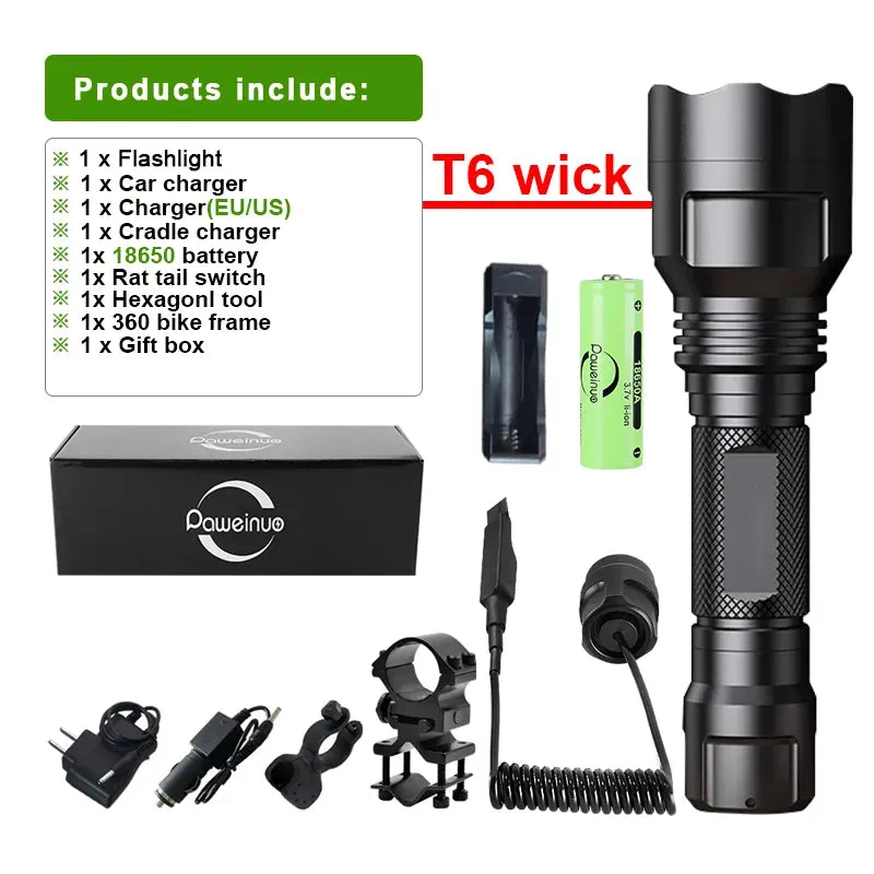 2023 Tactical Flashlight Rechargeable Led Flashlight Free Shipping Army Tactical Light Powerful Torch High Power Led Flashlights