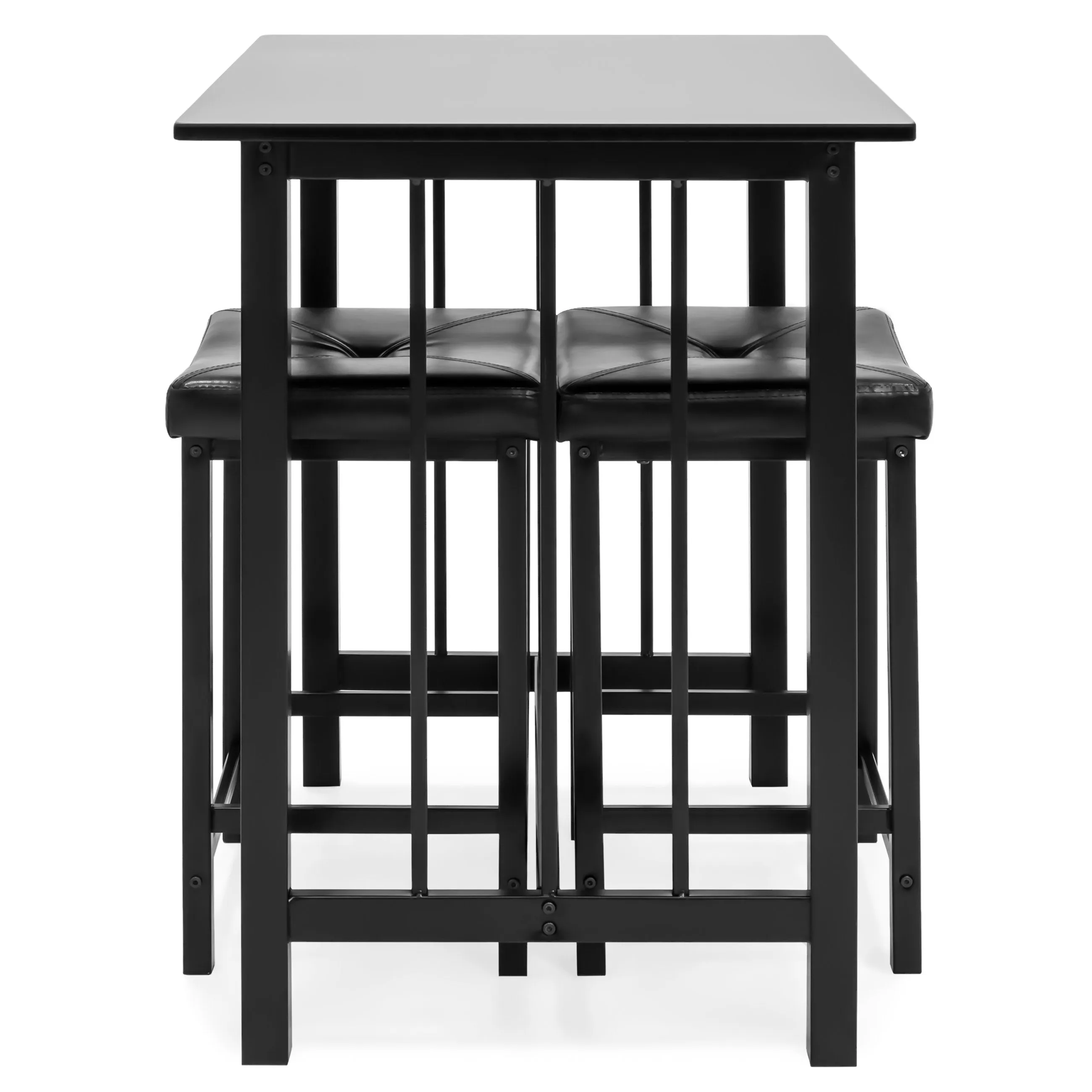 3-Piece Counter Height Dining Table Set w/ 2 Stools, Space-Saving Design