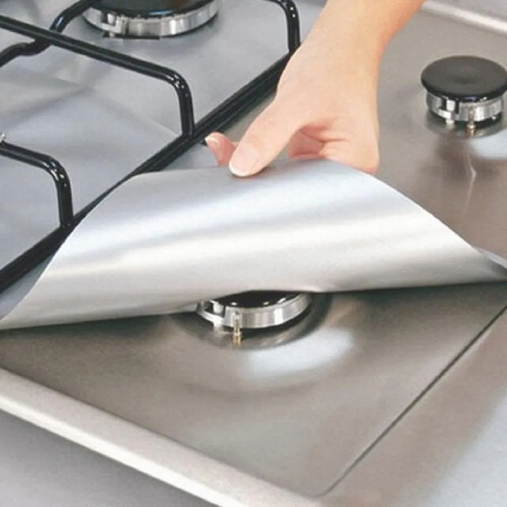 4Pcs Reusable Foil Gas Hob Range Stovetop Burner Protector