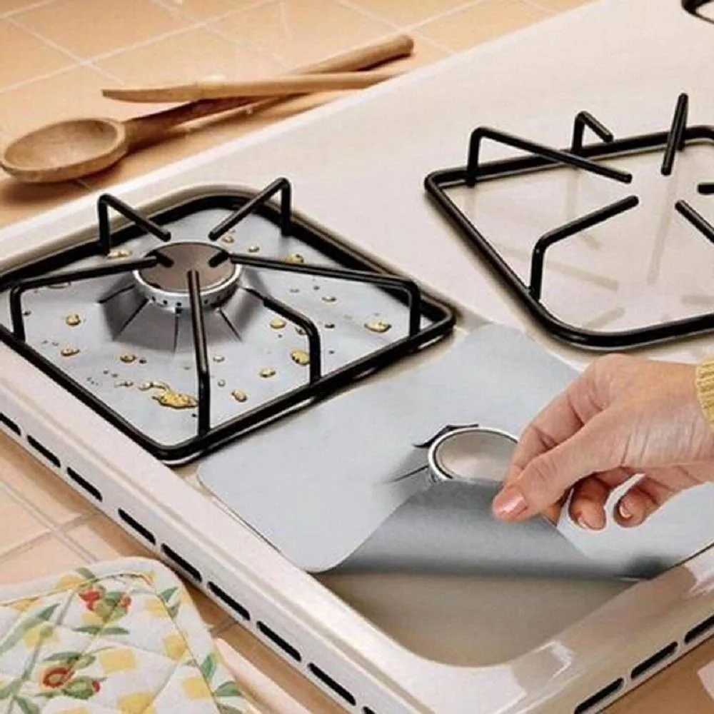 4Pcs Reusable Foil Gas Hob Range Stovetop Burner Protector