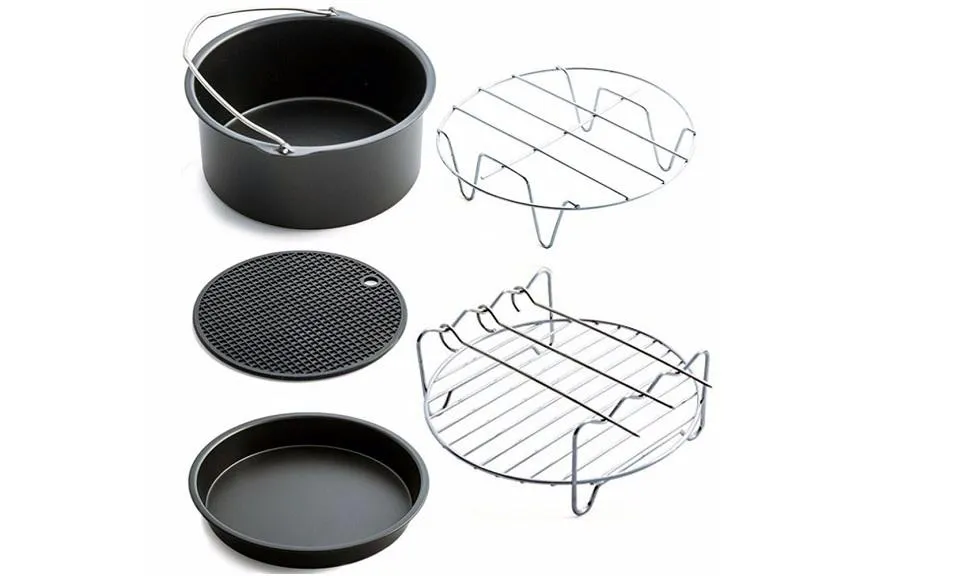 5 Pcs Fryer Baking Basket Pizza Plate Grill Pot Air Frying Pan