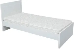 AFT Wooden Single Bed with Simple Headboard, White