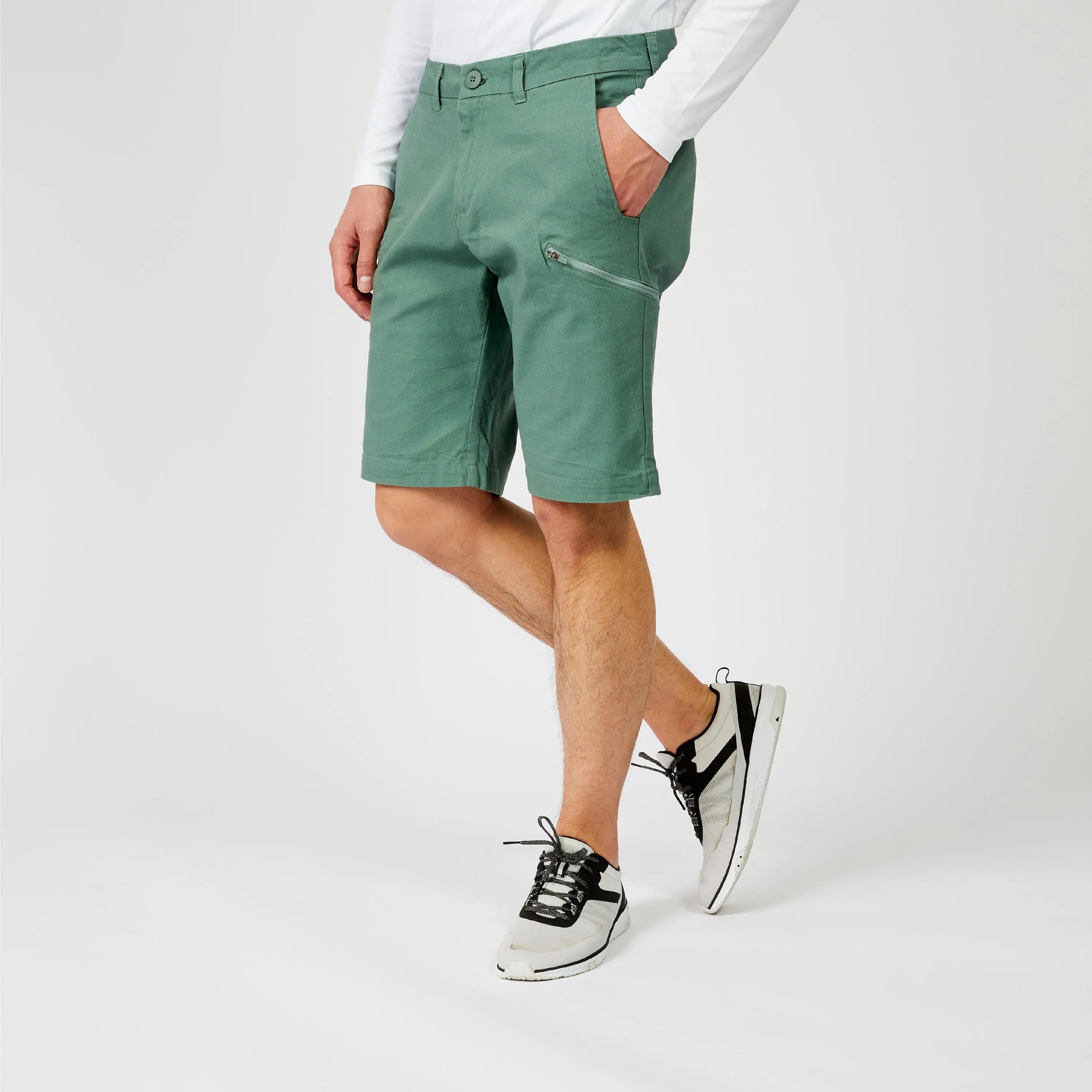 Bermuda shorts sailing men's durable 100 khaki TRIBORD, laurel green