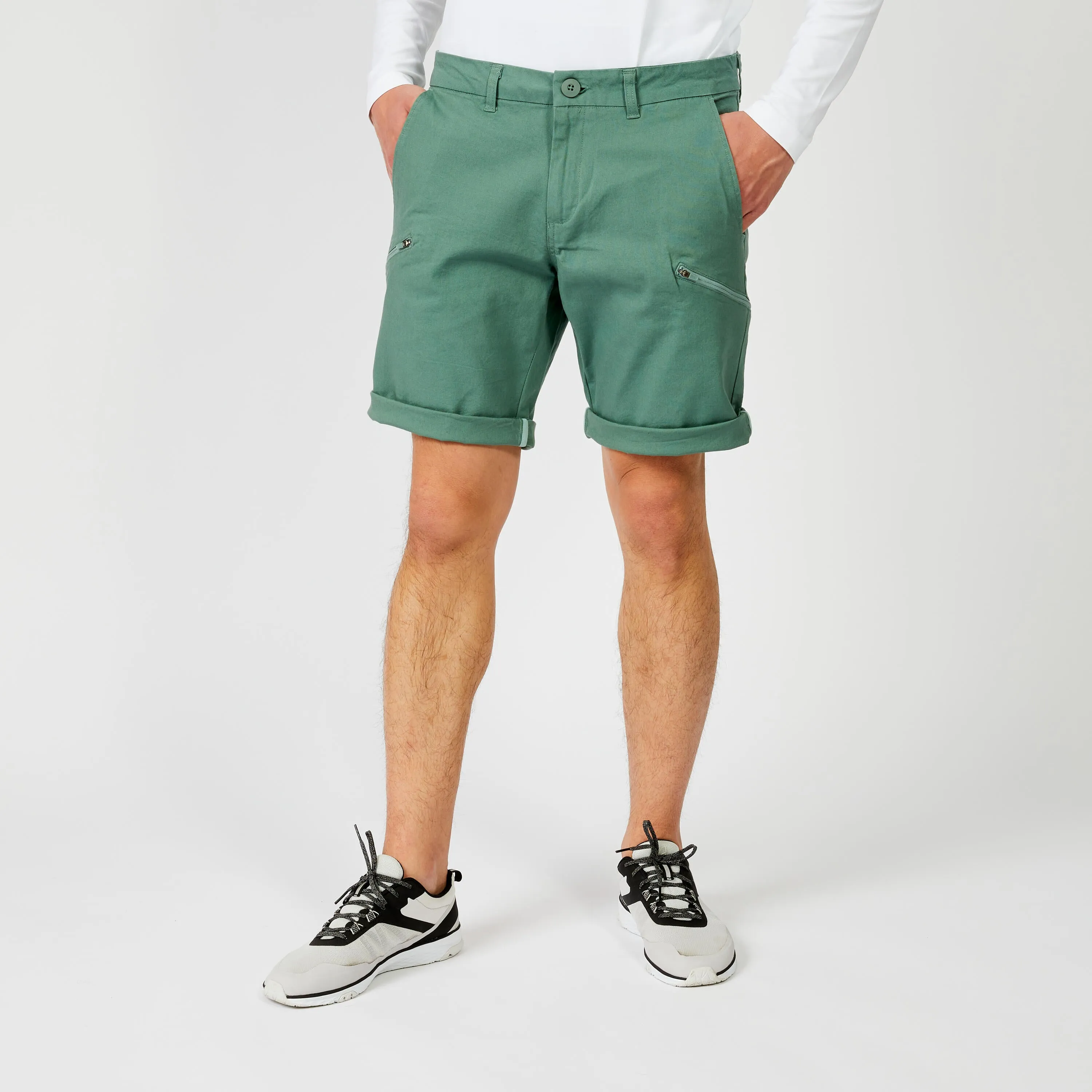 Bermuda shorts sailing men's durable 100 khaki TRIBORD, laurel green