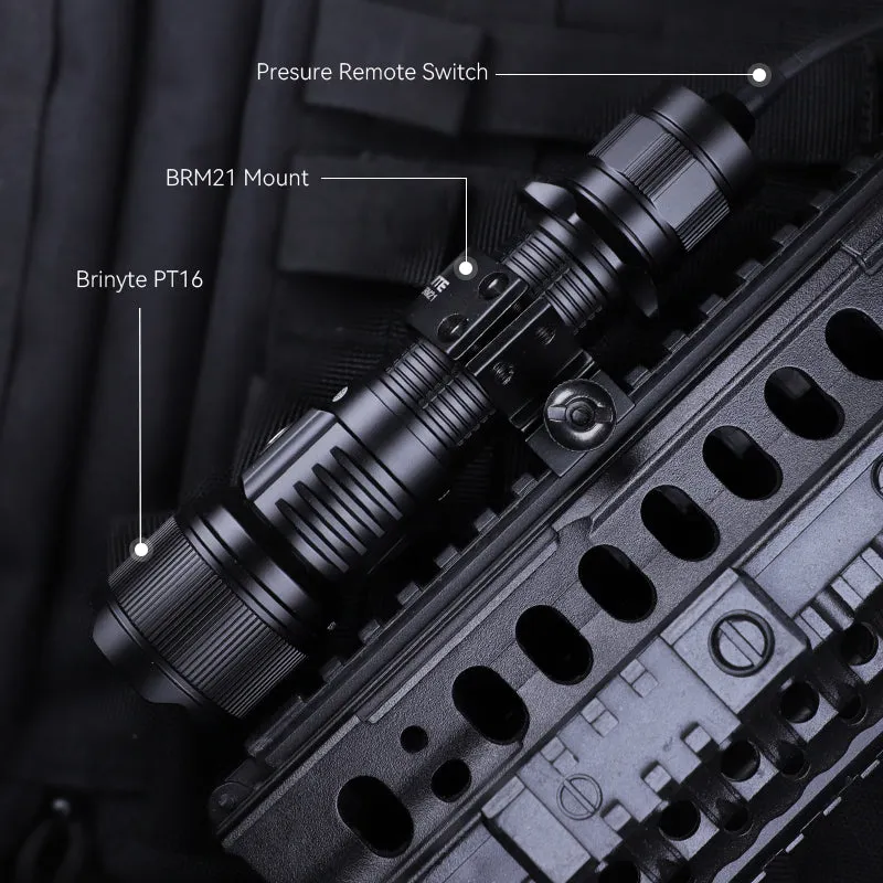 Brinyte PT16-T Type-c Rechargeable Tactical Light Kit with Remote Switch and Mount