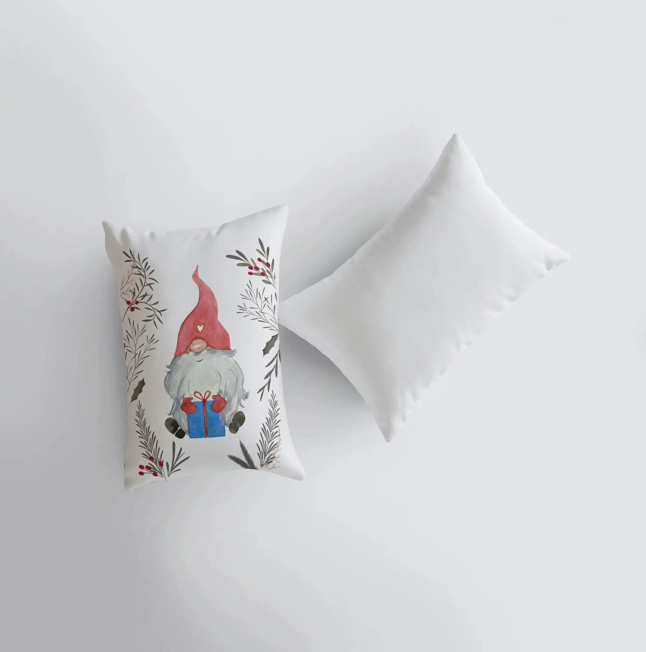 Christmas Gnome Red Hat Blue Gift | 12x18 | Christmas Throw Pillow | Merry Christmas | Home Décor | Christmas Décor | Christmas Gift