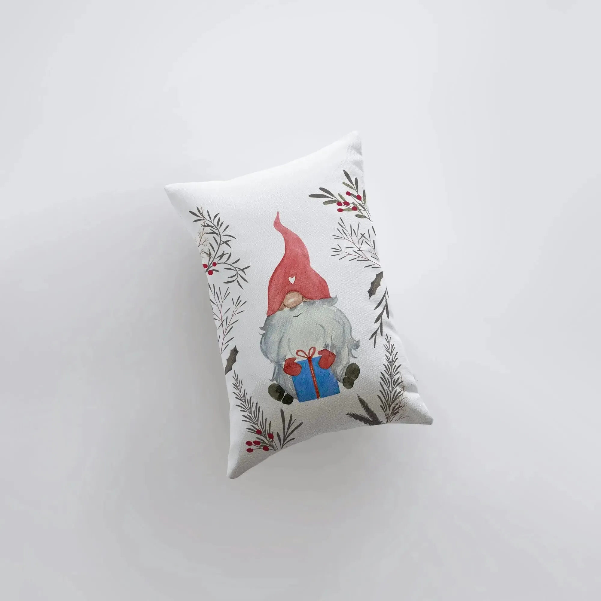 Christmas Gnome Red Hat Blue Gift | 12x18 | Christmas Throw Pillow | Merry Christmas | Home Décor | Christmas Décor | Christmas Gift