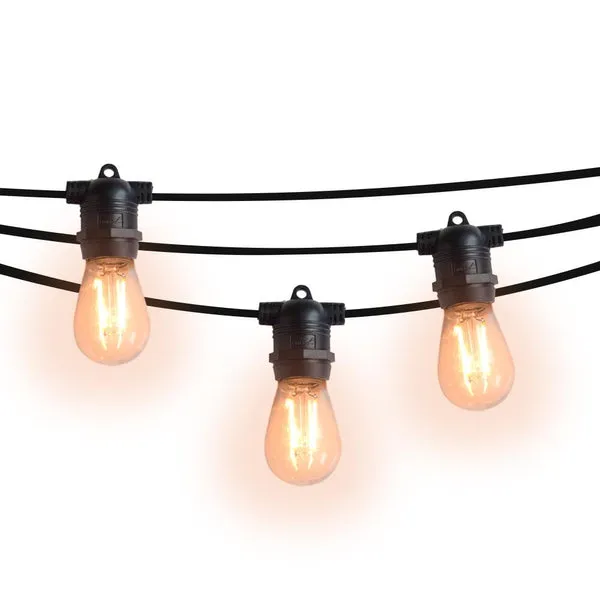 (Cord Only) 24 Socket SJTW Outdoor Commercial DIY String Light 54 FT Black Cord w/ E26 Medium Base, Weatherproof