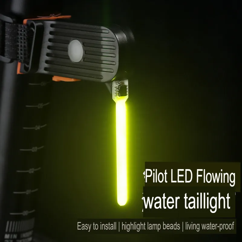 Creative bicycle tail light mountain bike road bike night riding light safety warning light running water pilot light