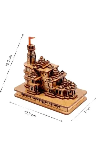 CSOK Handmade Wooden Shri Ram mandir Ayodhya 3D Wood Tempal for Home Decoration with 2pc Flameless LED Tea Lights Realistic and Bright Flickering Electric Votive Fake Candles