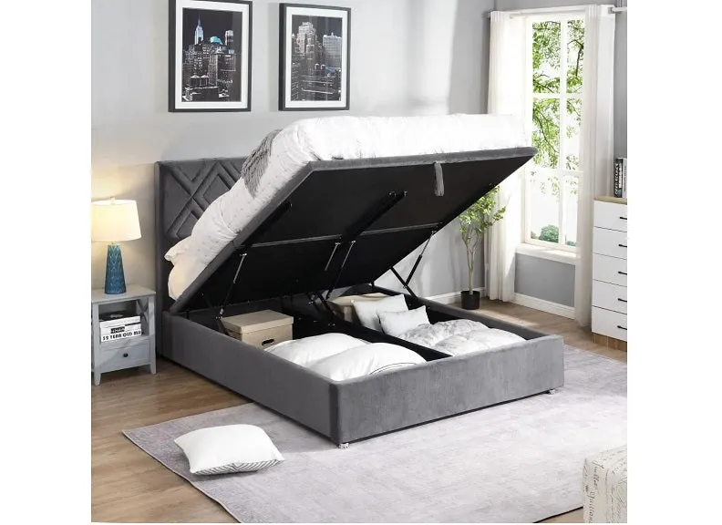 Dublin Grey Velvet Storage Beds