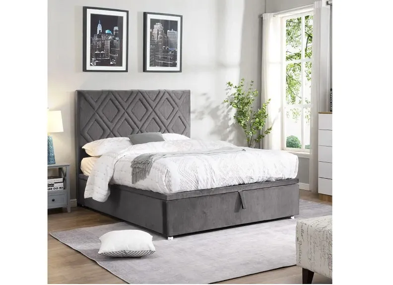 Dublin Grey Velvet Storage Beds