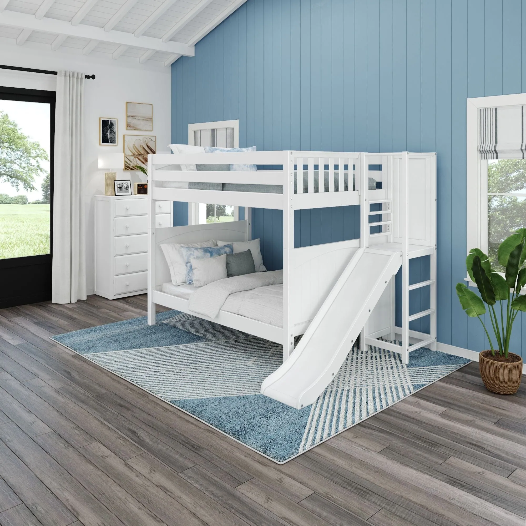 Full High Bunk Bed with Slide Platform