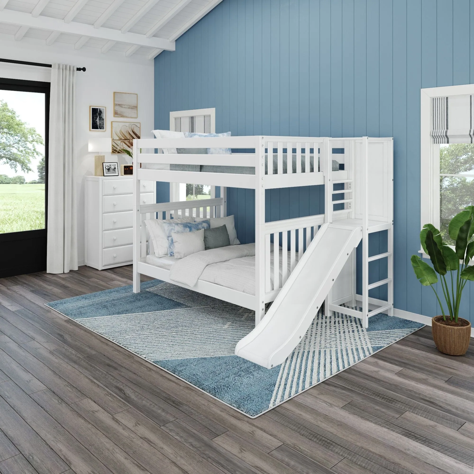 Full High Bunk Bed with Slide Platform