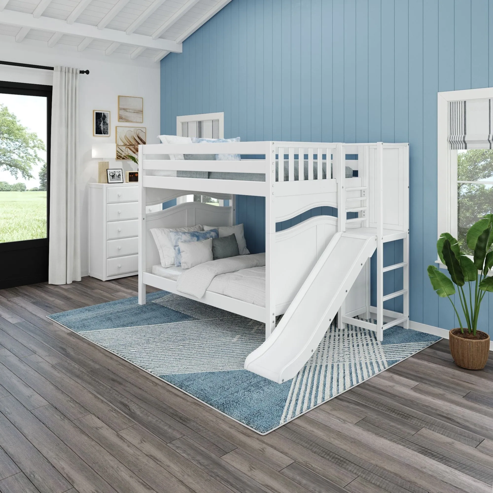 Full High Bunk Bed with Slide Platform