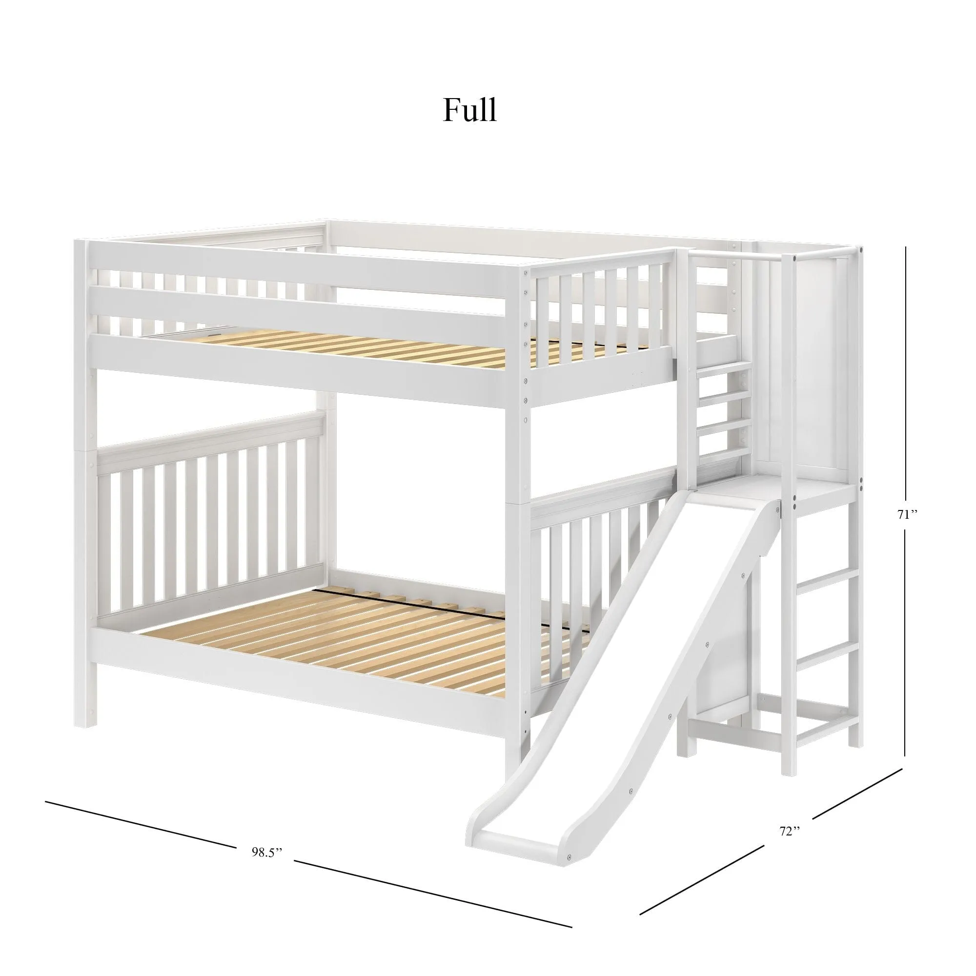 Full High Bunk Bed with Slide Platform