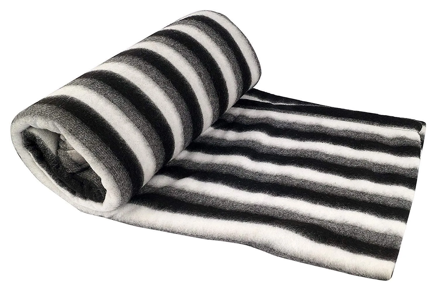 GALLOP Single Bed AC Fleece Blanket, Black and White Stripe (60X90 inch) -Pack of 2