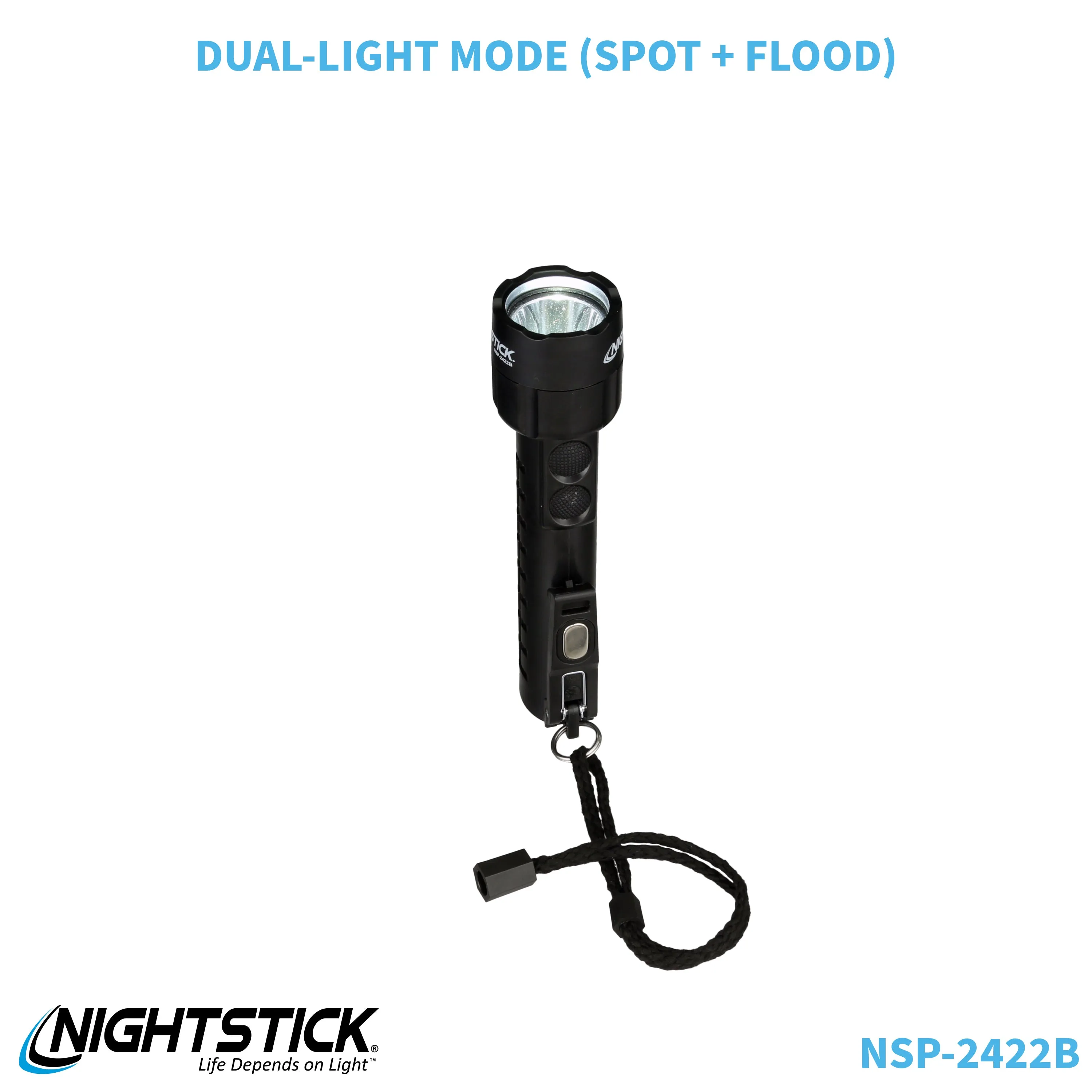 NSP-2422B: Dual-Light Flashlight w/Dual Magnets