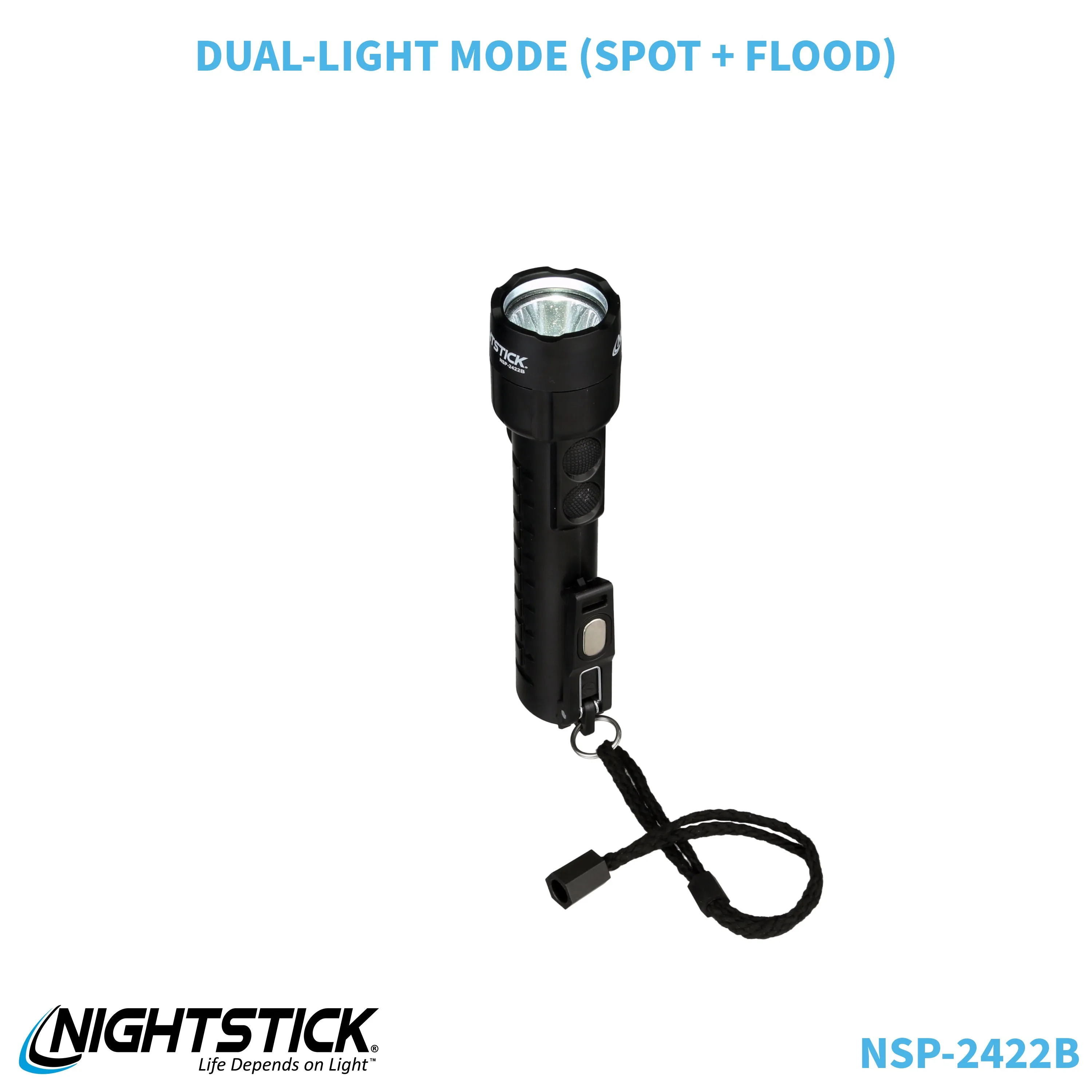 NSP-2422B: Dual-Light Flashlight w/Dual Magnets