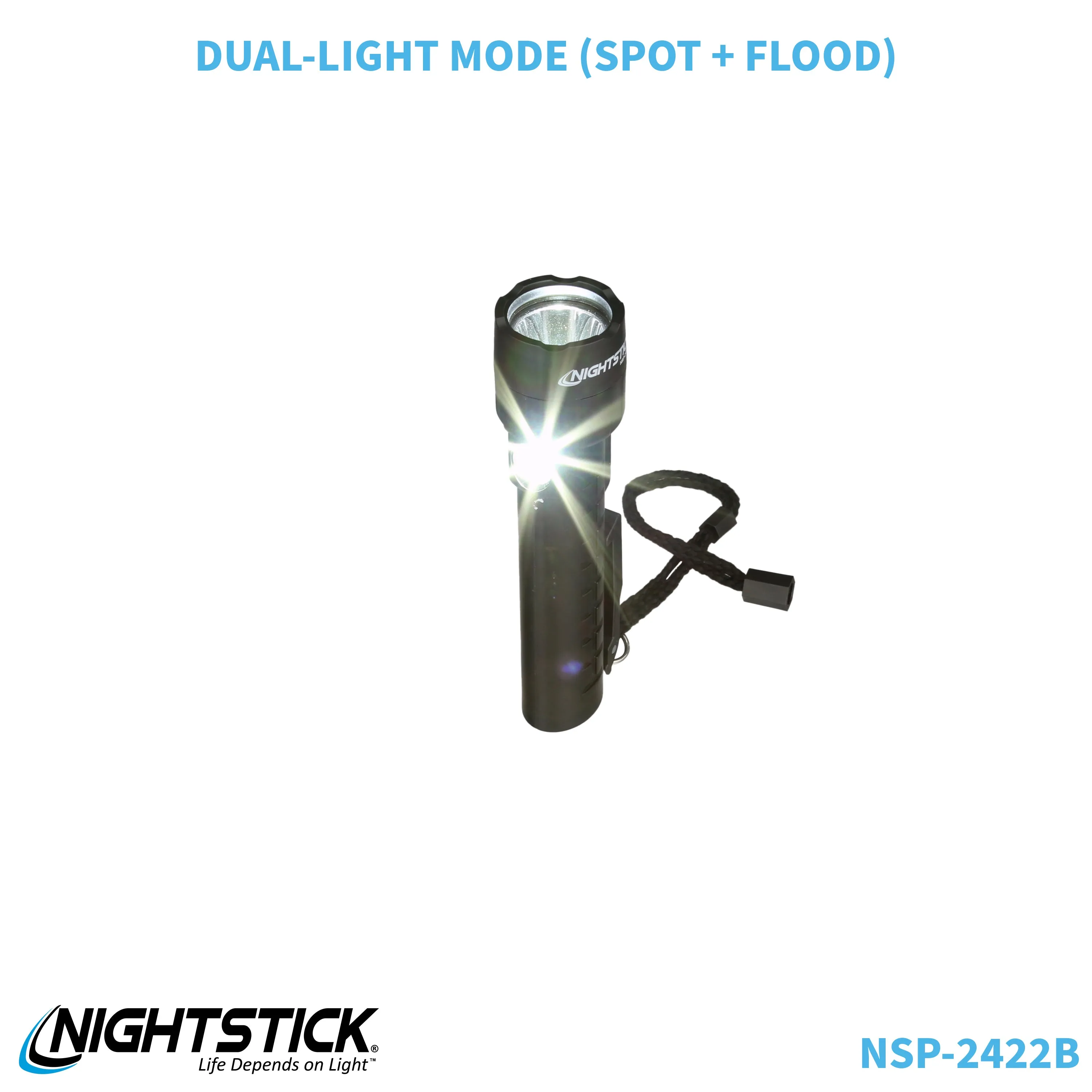 NSP-2422B: Dual-Light Flashlight w/Dual Magnets