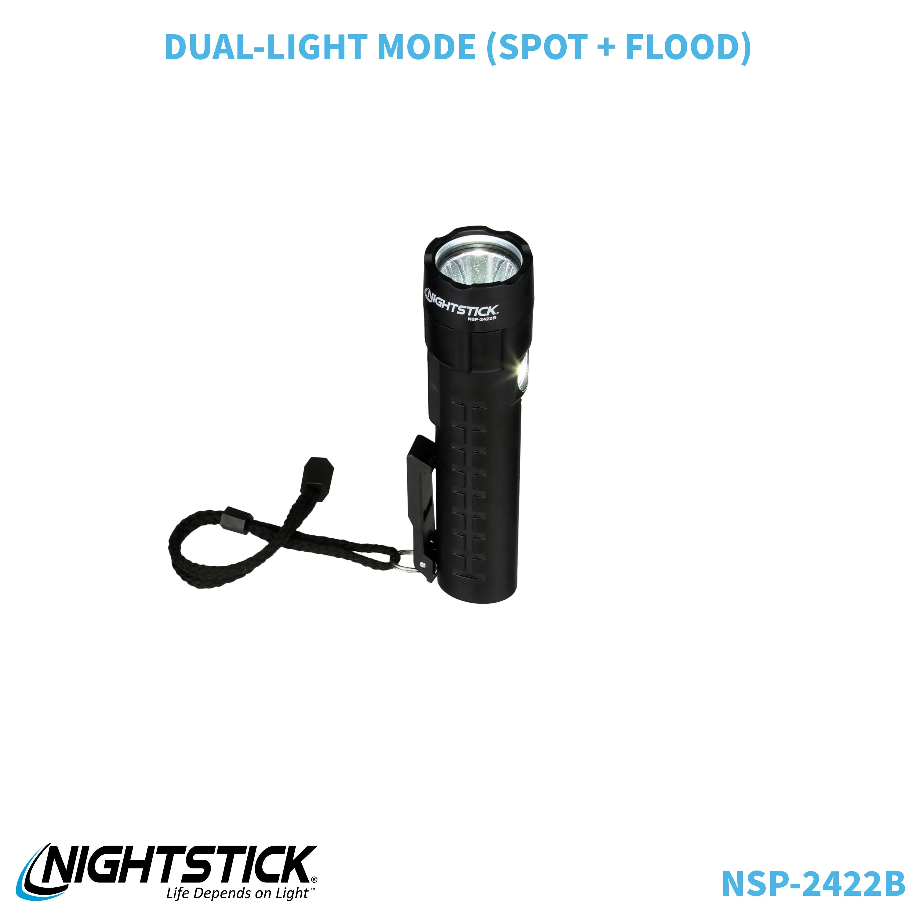 NSP-2422B: Dual-Light Flashlight w/Dual Magnets