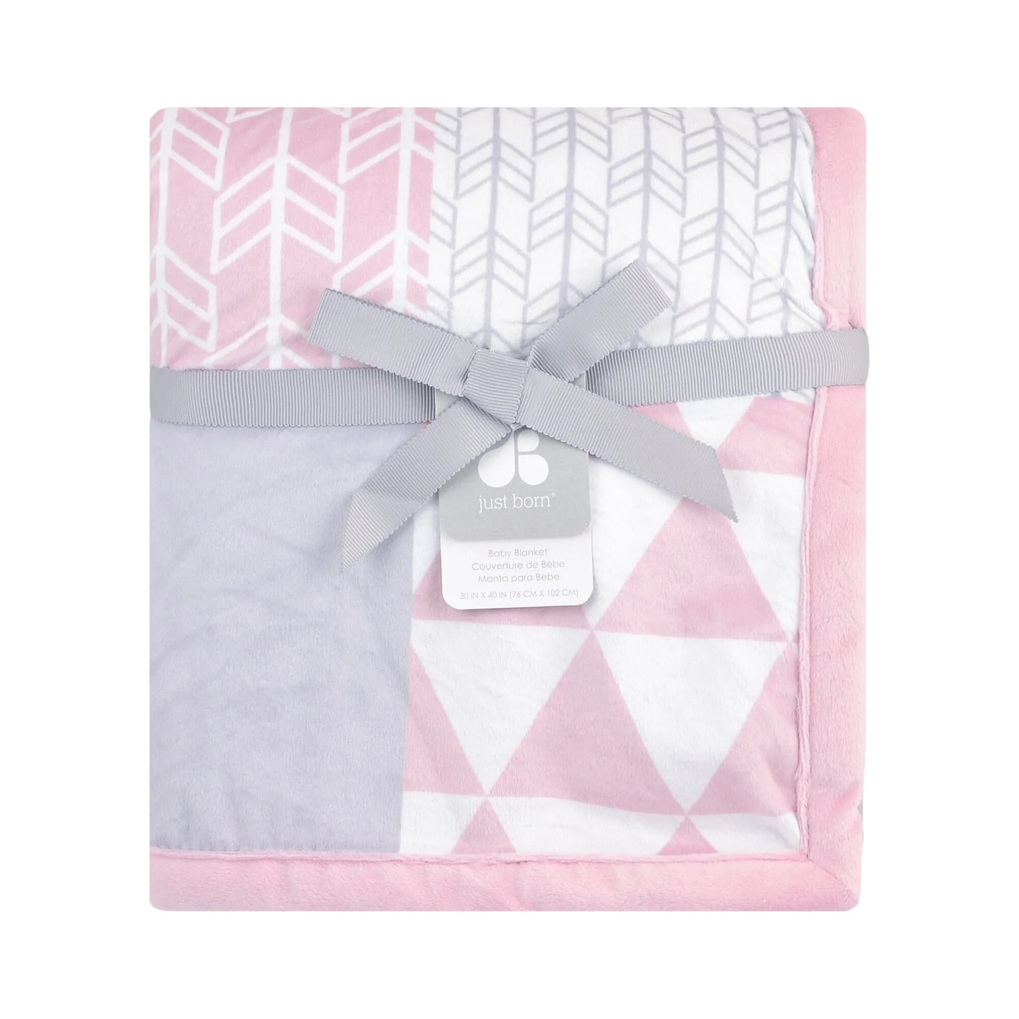 Patchwork Plush Blanket in Pink