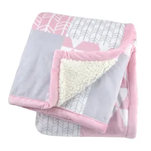 Patchwork Plush Blanket in Pink