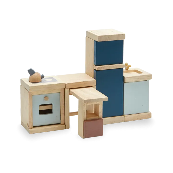 Plan Toys, Wooden Dolls House Kitchen Set, Orchard