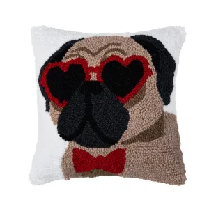 Pugs & Kisses Hooked Mini Pillow