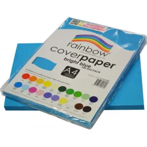 Rainbow A4 Cover Paper 100 Sheets Bright Blue