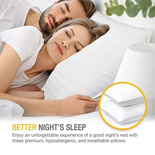 Relaxfeel Microfibre Vacuum Plain Stripes Super Soft Luxury Fibre Sleeping Pillow (Set of 2 , 2 Pieces 5 Star 42 X 64 cm, Standard Size White)