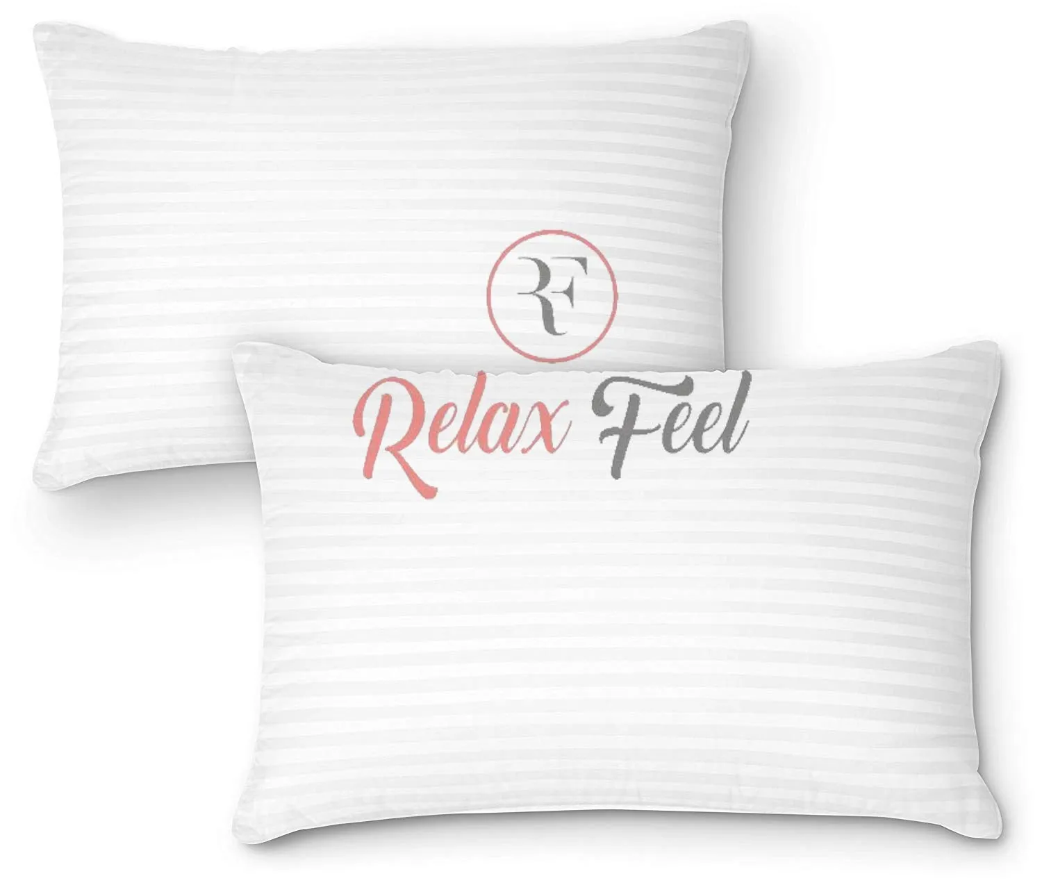 Relaxfeel Microfibre Vacuum Plain Stripes Super Soft Luxury Fibre Sleeping Pillow (Set of 2 , 2 Pieces 5 Star 42 X 64 cm, Standard Size White)