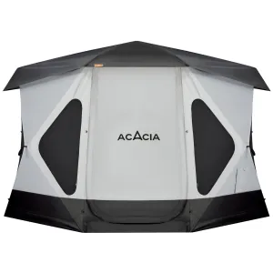 Space Acacia Camping Tent XL, 4-6 Person Large Family Tent with 6'10'' Height, 2 Doors, 8 Windows, Waterproof Pop Up Easy Setup Hub Tent with Rainfly, Footprint for Car Camping, Glamping, Moonstone