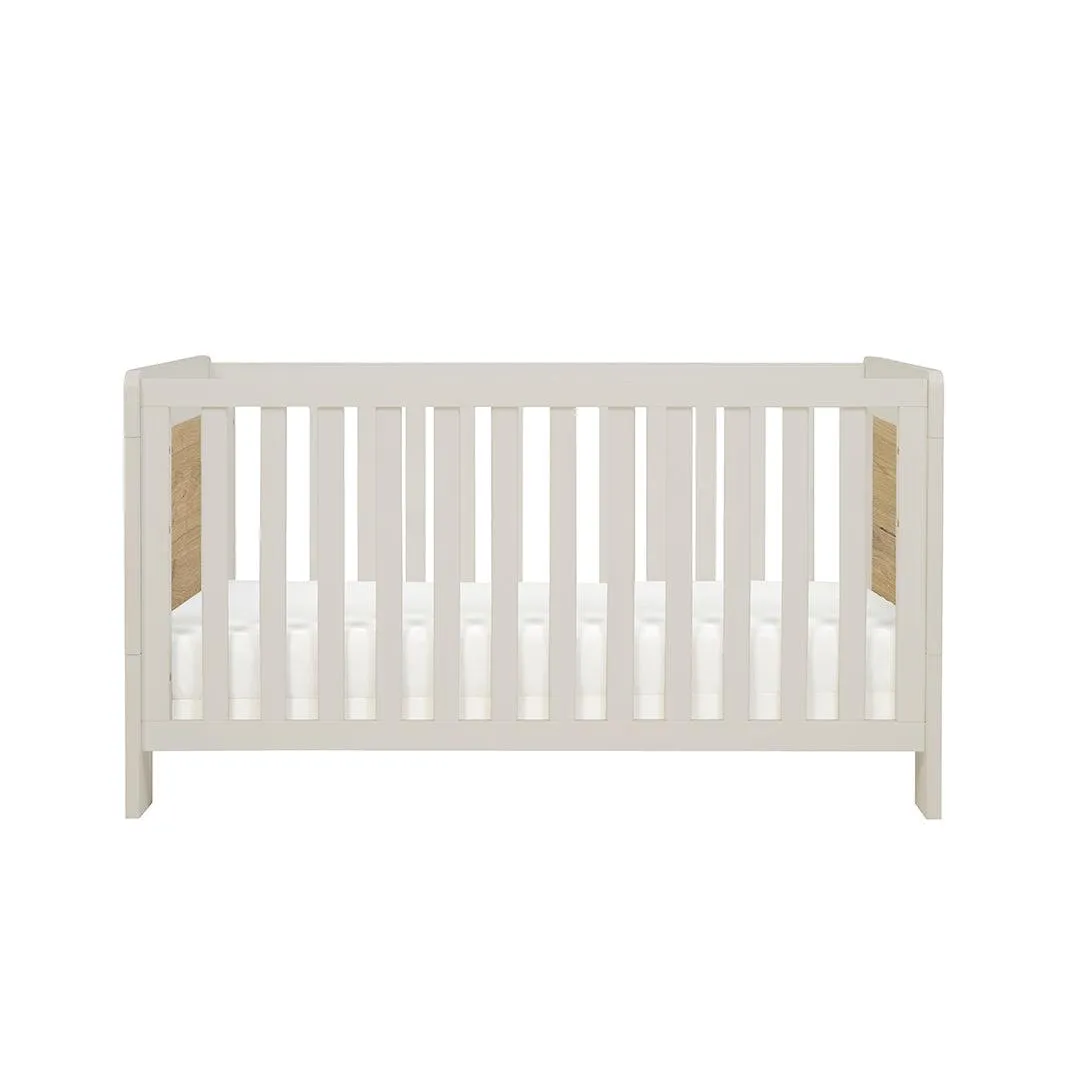 Tutti Bambini Essentials Alba Mini Cot Bed - White Sand / Distressed Oak