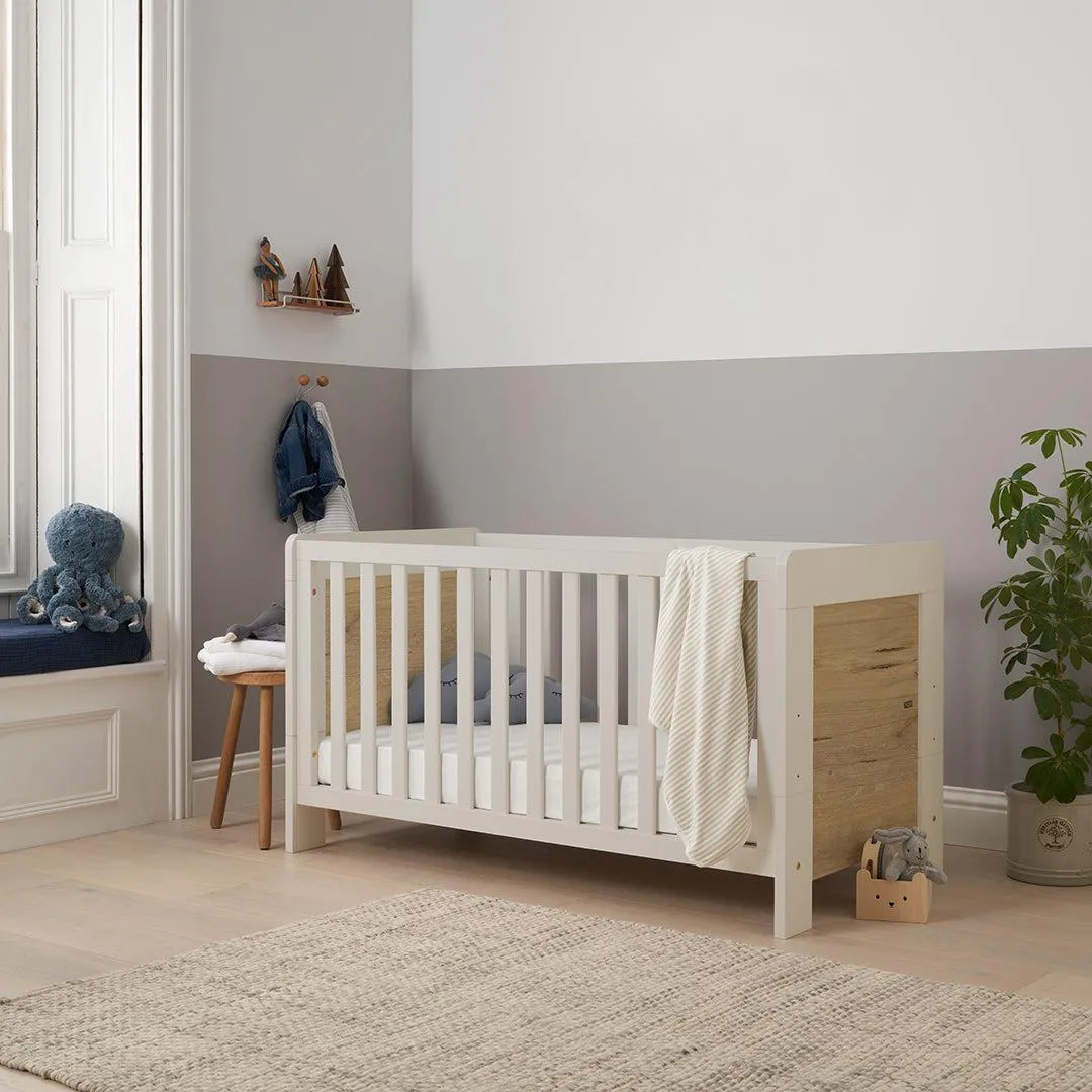 Tutti Bambini Essentials Alba Mini Cot Bed - White Sand / Distressed Oak