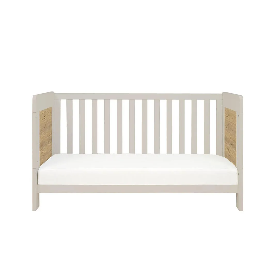 Tutti Bambini Essentials Alba Mini Cot Bed - White Sand / Distressed Oak