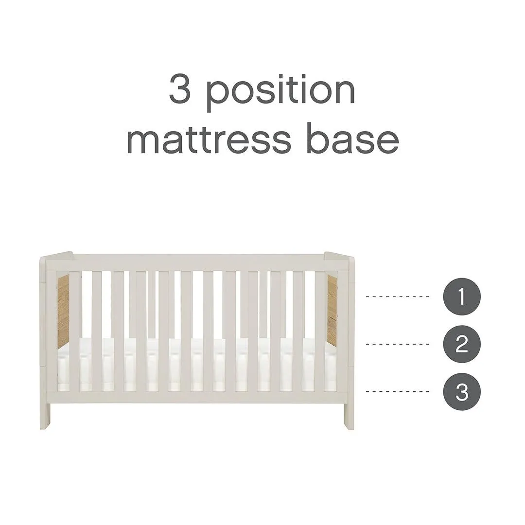 Tutti Bambini Essentials Alba Mini Cot Bed - White Sand / Distressed Oak