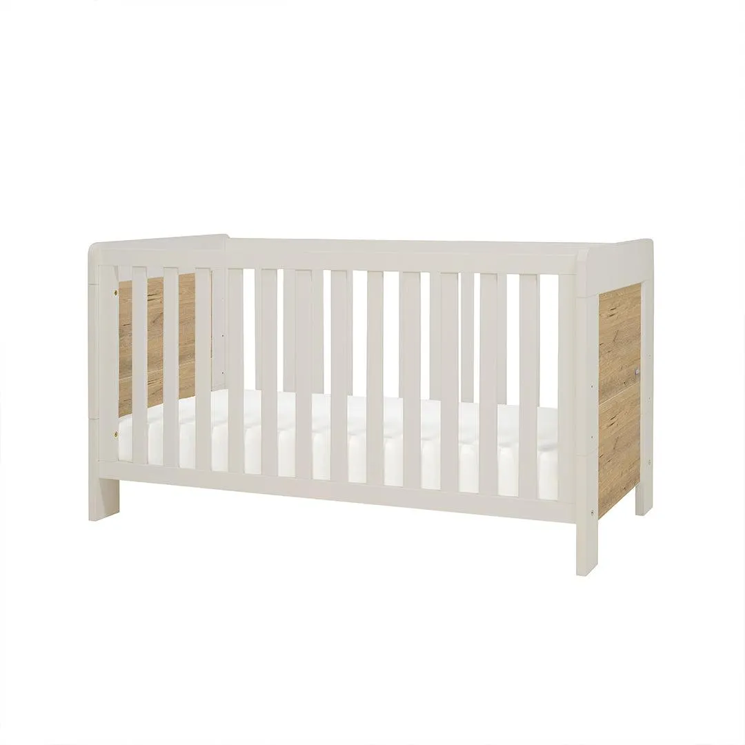 Tutti Bambini Essentials Alba Mini Cot Bed - White Sand / Distressed Oak