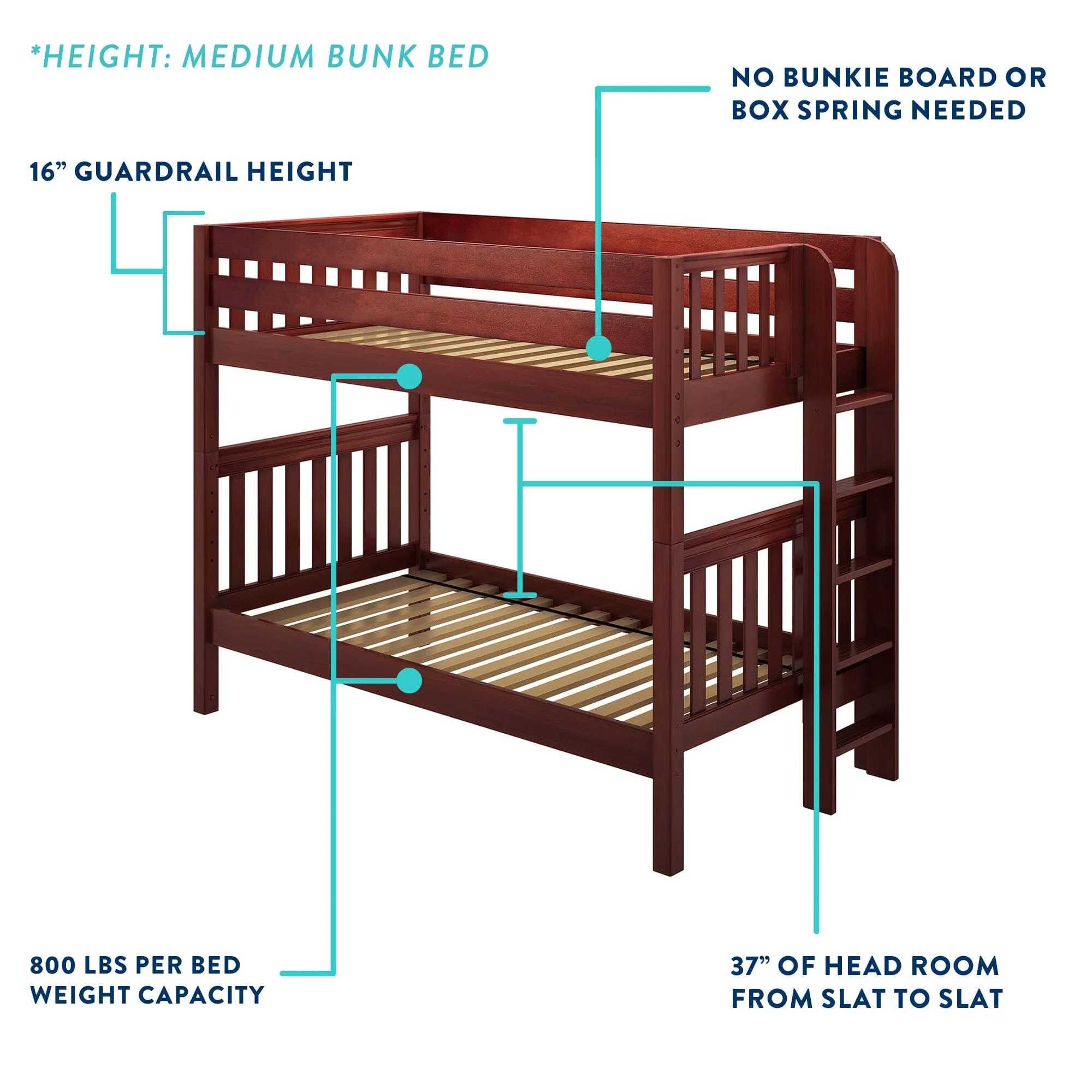 Twin Medium Bunk Bed with Underbed Storage Drawer