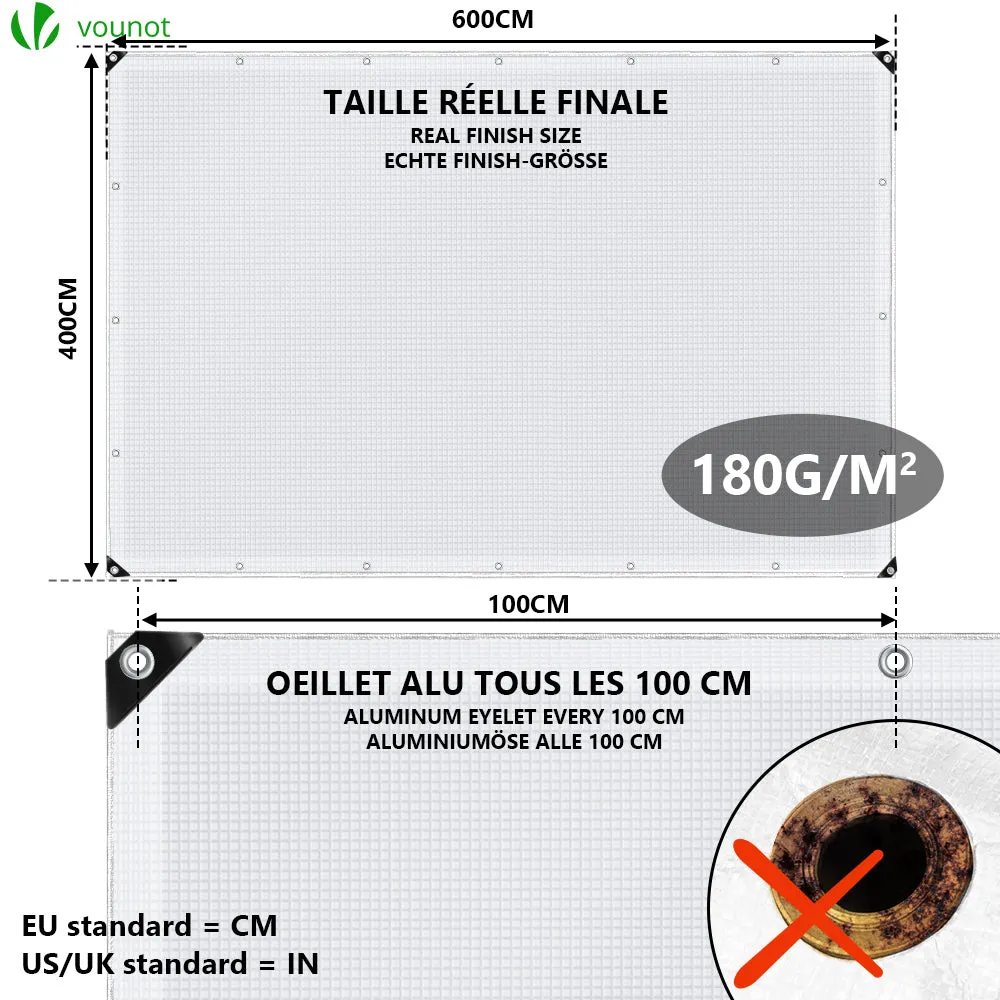 VOUNOT Protection tarpaulin in resistant and waterproof Polyethylene 180g/m² white 4x6m