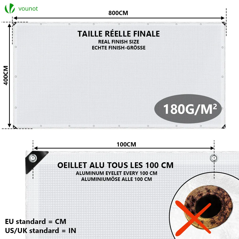 VOUNOT Protection tarpaulin in resistant and waterproof Polyethylene 180g/m² white 4x8m