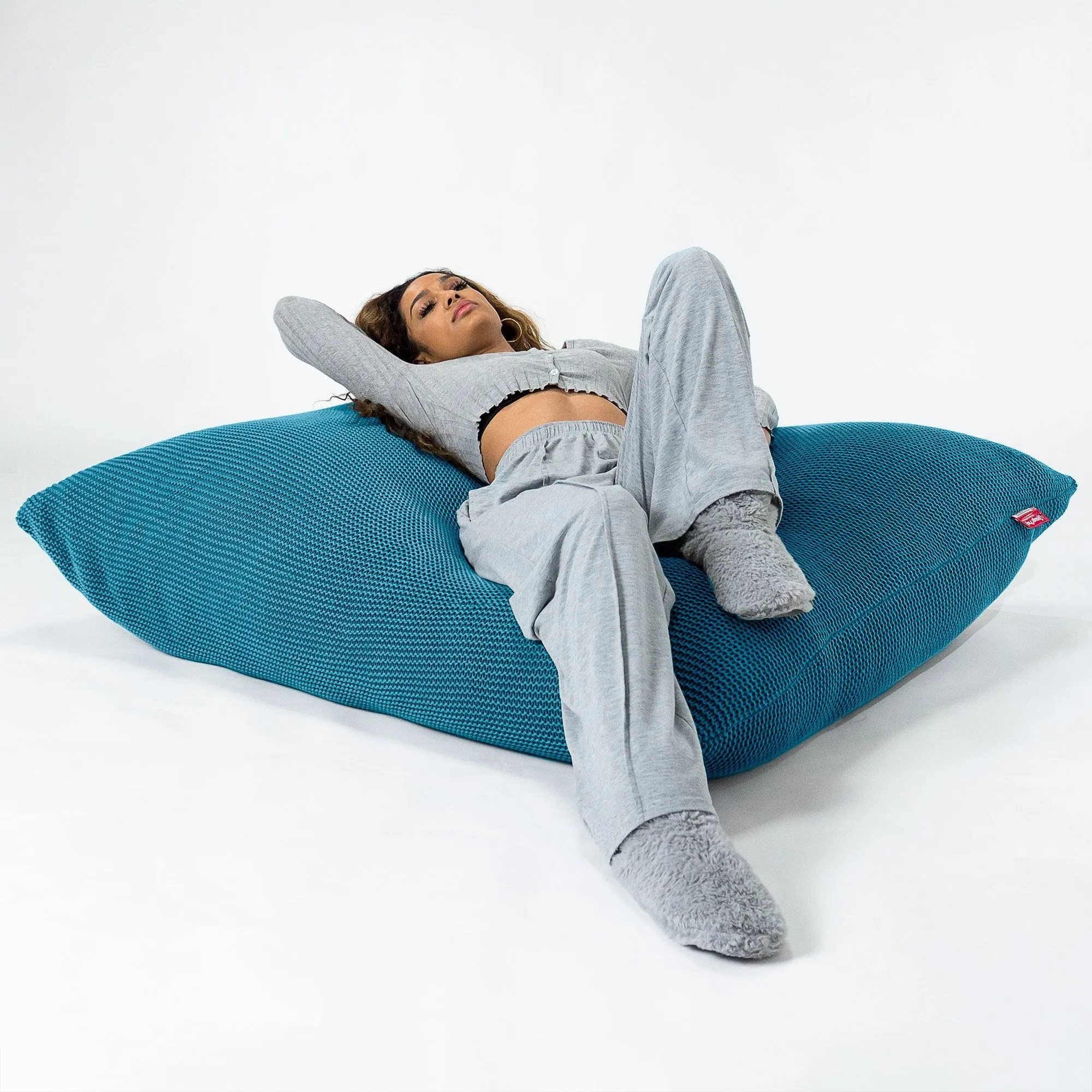 XL Pillow Beanbag - Ellos Knitted Petrol Blue