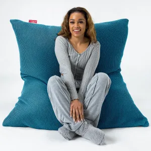 XL Pillow Beanbag - Ellos Knitted Petrol Blue